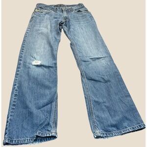 Cinch Up Jeans Medium Wash Distressed Straight Leg Denim 29x34 Western Casual
